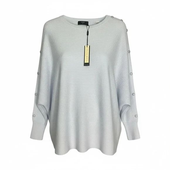 Tahari Soft Gray Ribbed Sweater - Picture 1 of 8